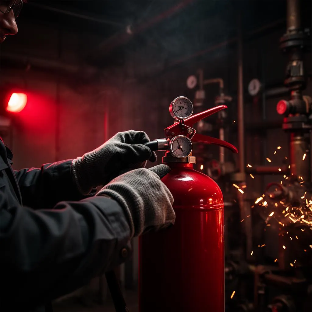 BSC Techniker bei Feuerlöscher-Wartung